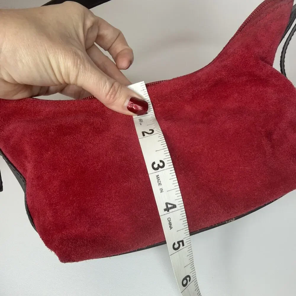 Kathy Ireland Y2K Mini Small Handbag Purse Red Leather Suede
